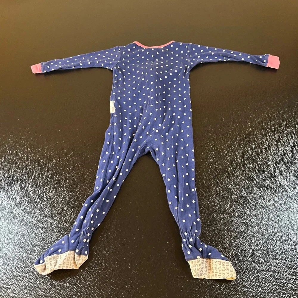 Carter's Unicorn Footed Pajamas Polka Dot‎ Sleepwear Outfit Blue Girls size 2T